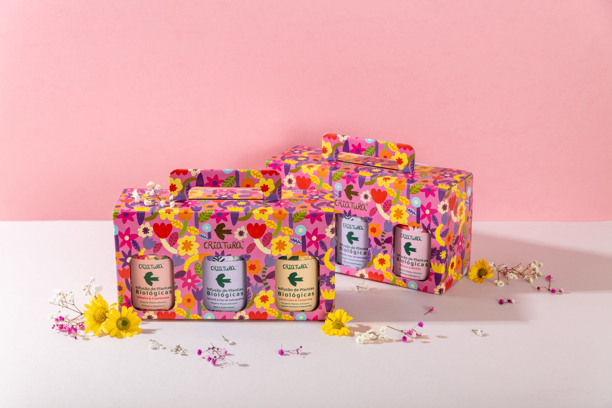 Embalagem colorida e floral da Flower Tea Box – presente sustentável e original