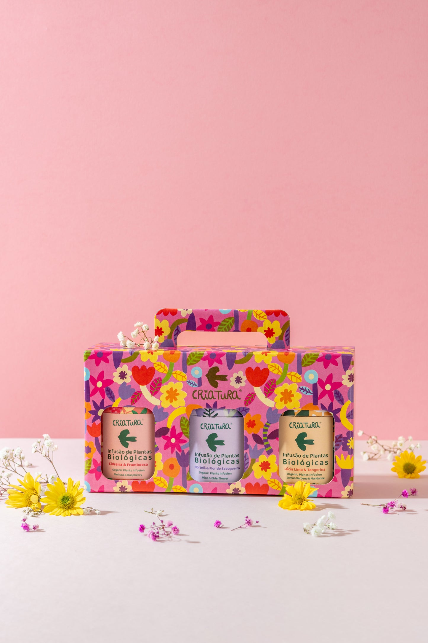 Flower Tea Box – pack de 3 chás biológicos com design floral, presente de Páscoa e Dia da Mãe